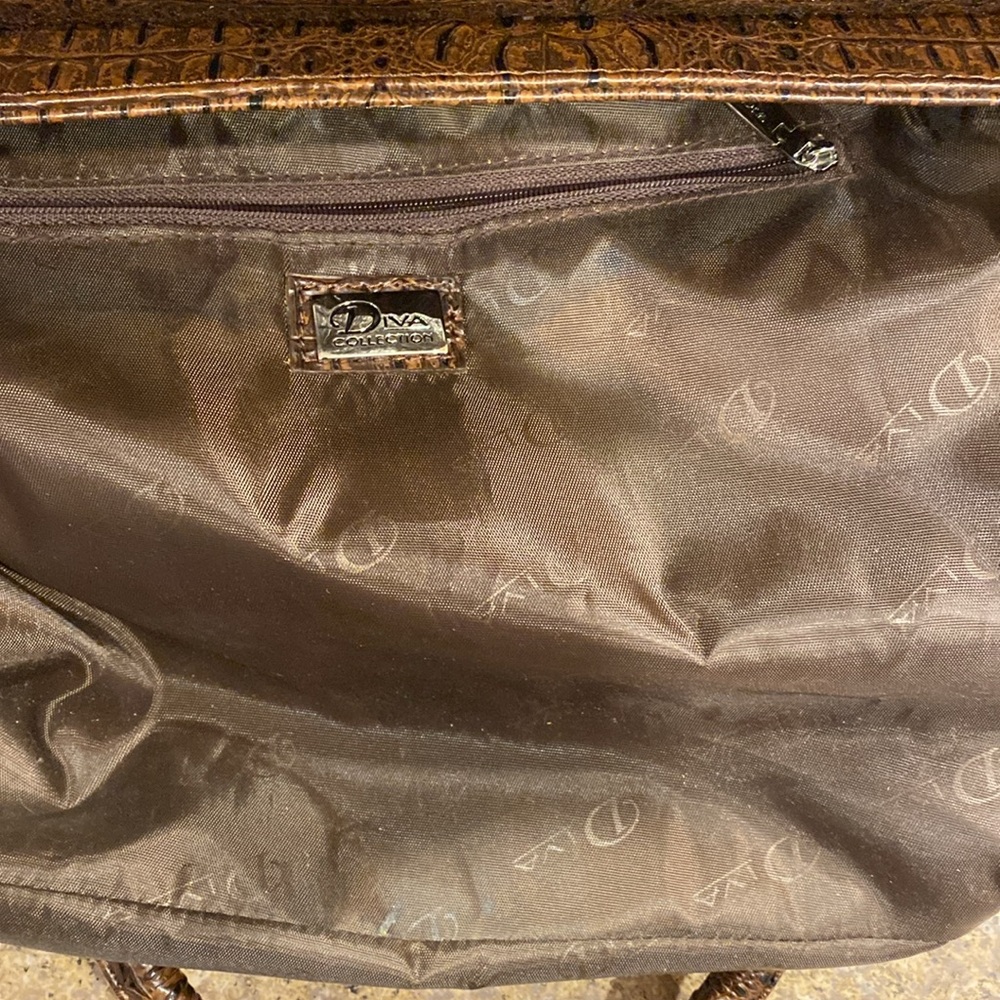 Diva Collection Brown Handbag with Two Handles bag - Picture 14 of 17